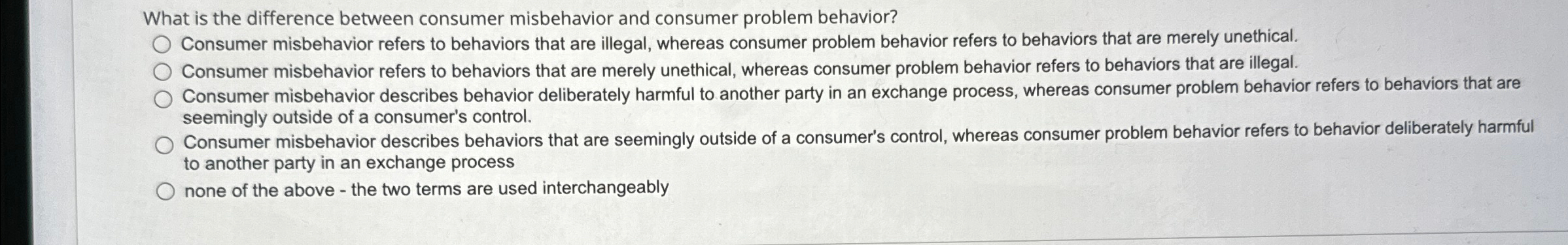  What is the difference between consumer misbehavior and consumer problem behavior?