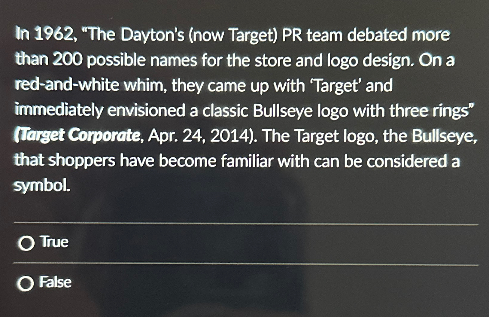  In 1962, "The Dayton's (now Target) PR team debated more than