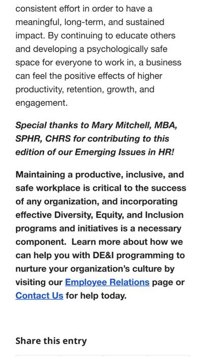 topic in the article adds to the course? Identify and discuss which