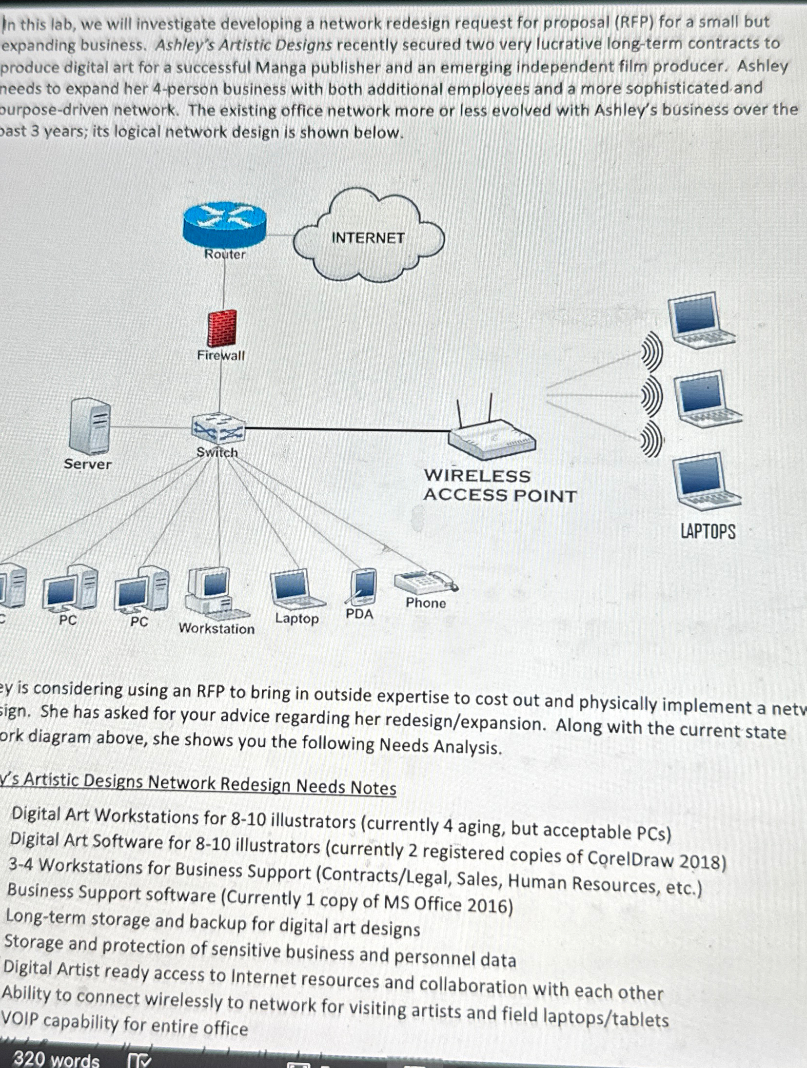  In this lab, we will investigate developing a network redesign request