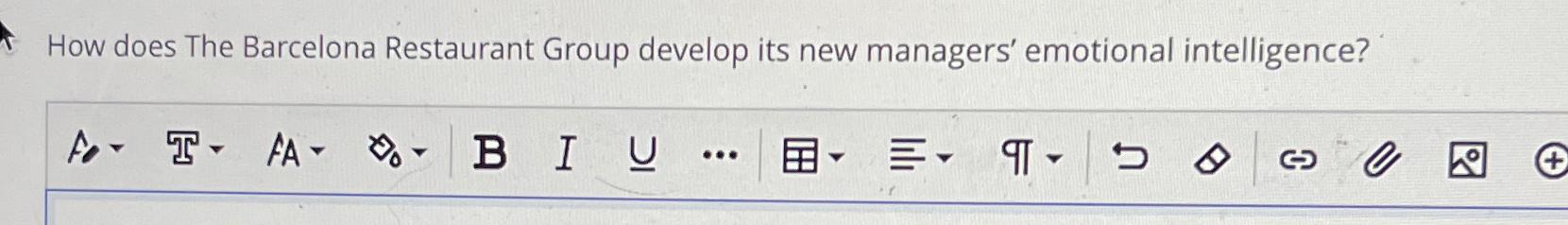  How does The Barcelona Restaurant Group develop its new managers' emotional