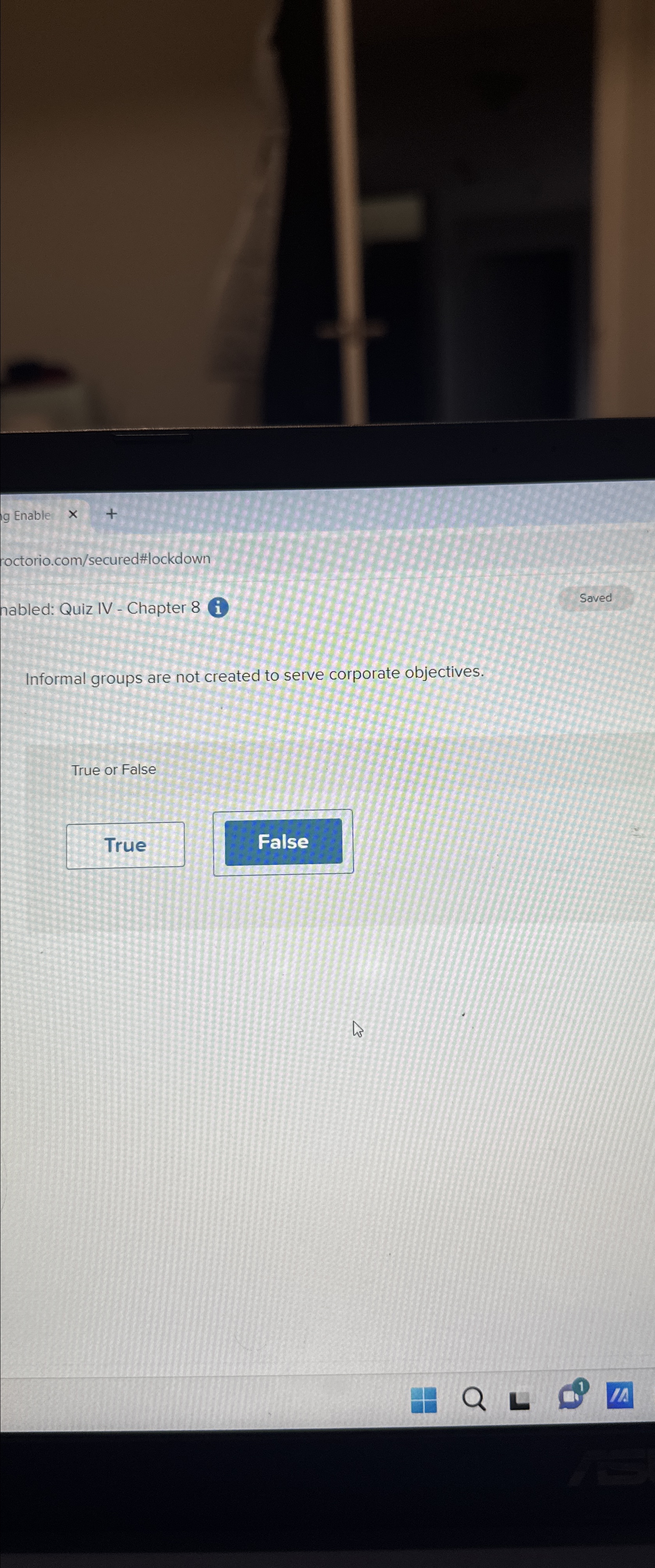  Ig Enable + roctorio.com/secured#lockdown nabled: Quiz IV - Chapter 8(i) Informal