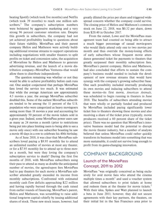 why MoviePass-Are Subscribers Loving It to Death? Gretchen Johnson The University of