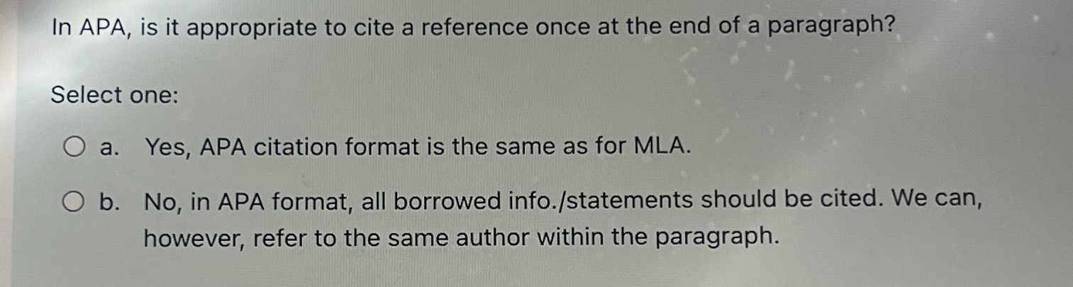  In APA, is it appropriate to cite a reference once at