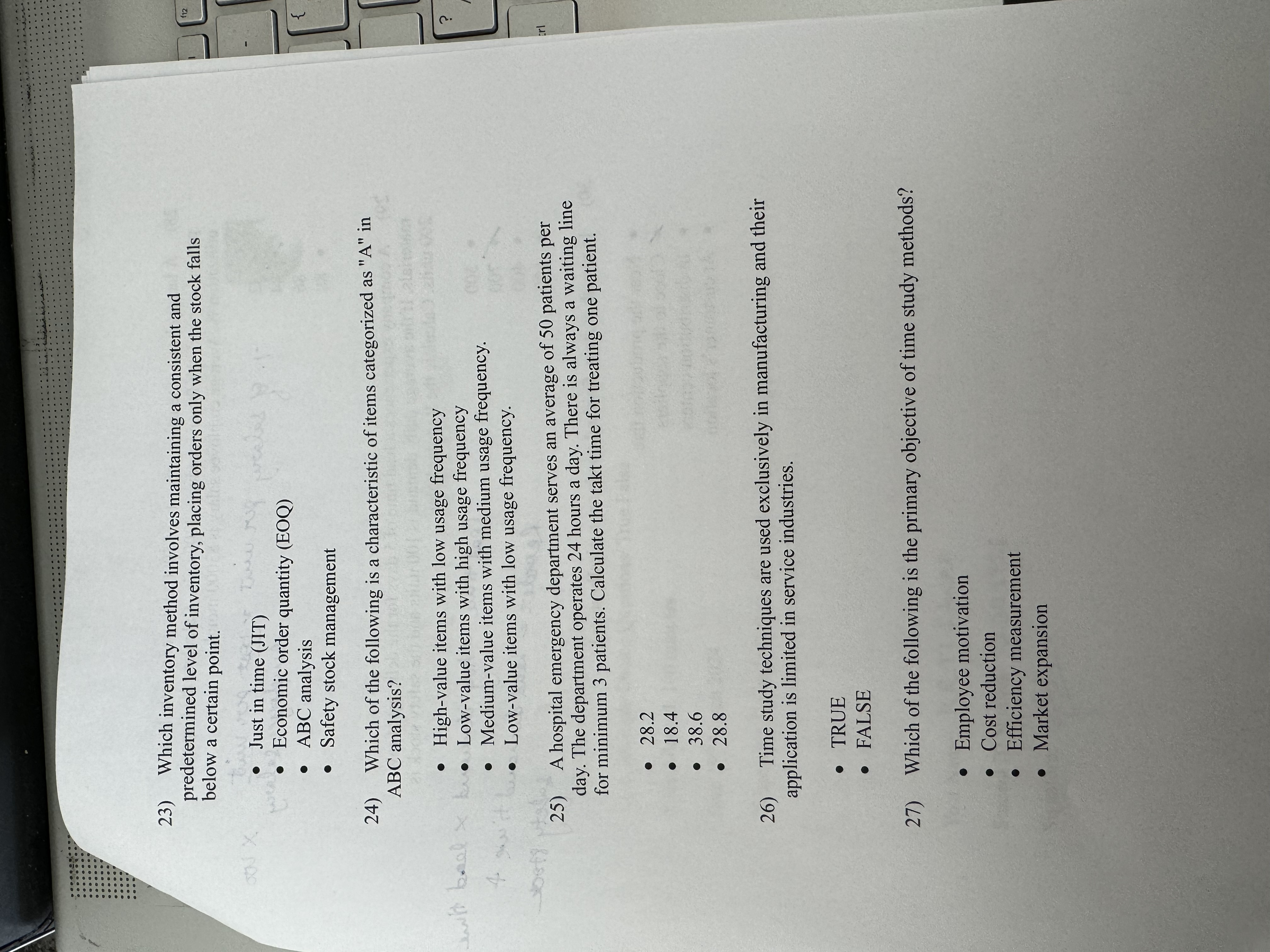  Which inventory method involves maintaining a consistent and predetermined level of