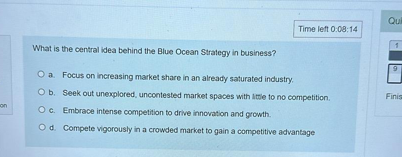  Time left 0:08:14 What is the central idea behind the Blue