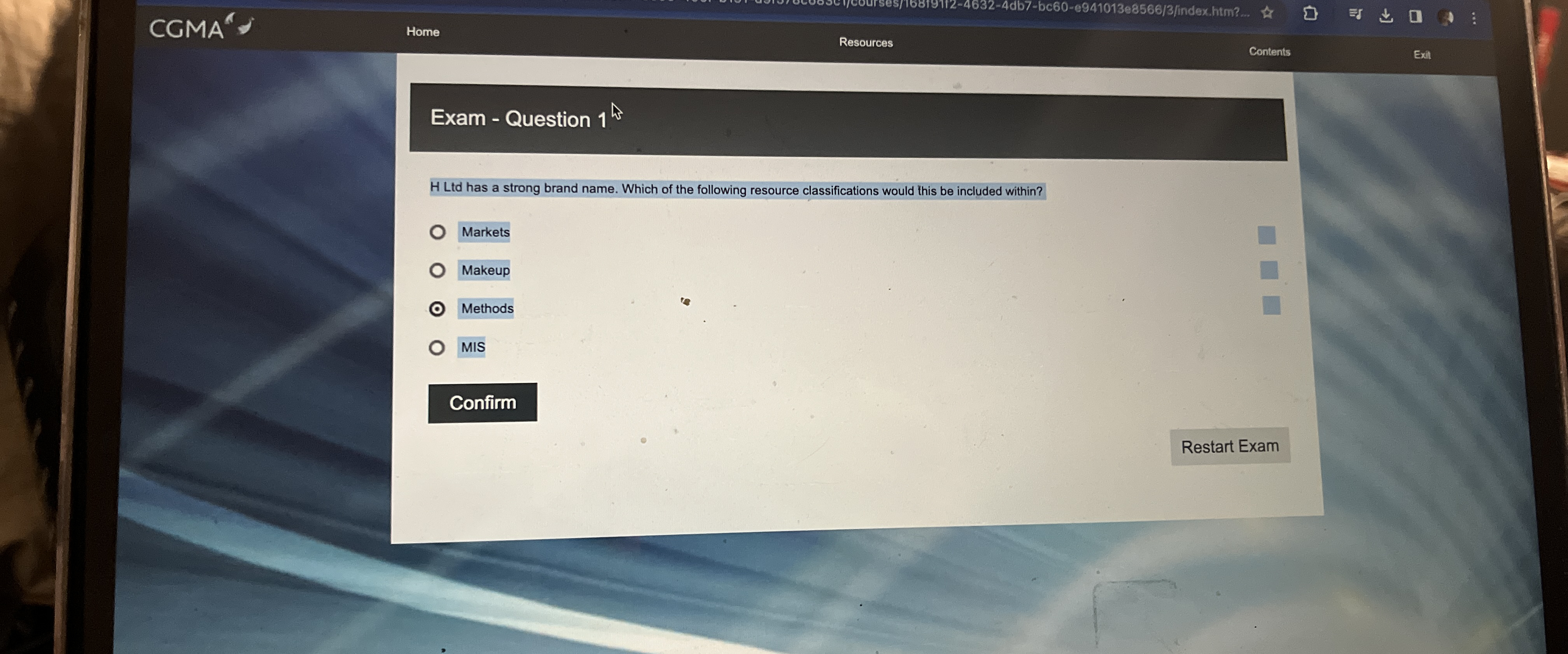  CGMA''= Home Resources Contents Exit Exam - Question 1 H Ltd