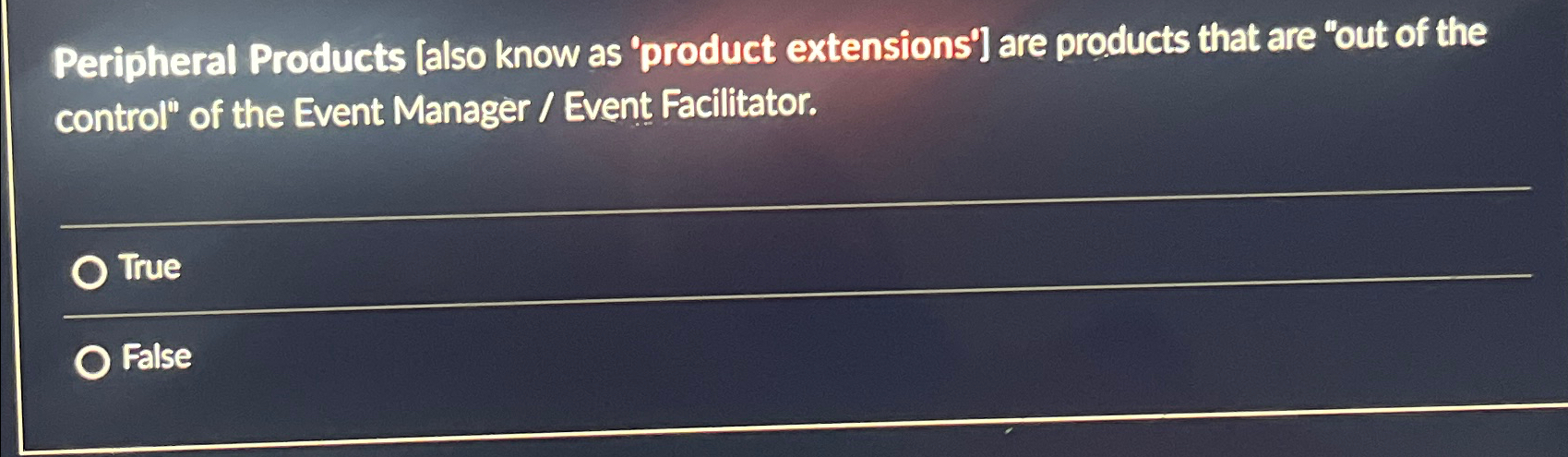  Peripheral Products [also know as 'product extensions'] are products that are