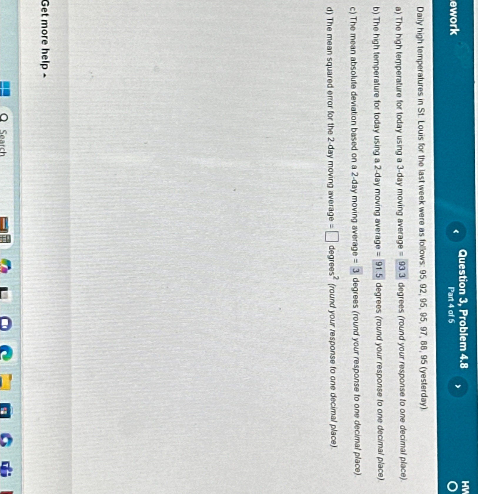  ework Question 3, Problem 4.8 Part 4 of 5 Daily high