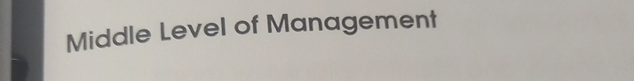  Middle Level of Management 