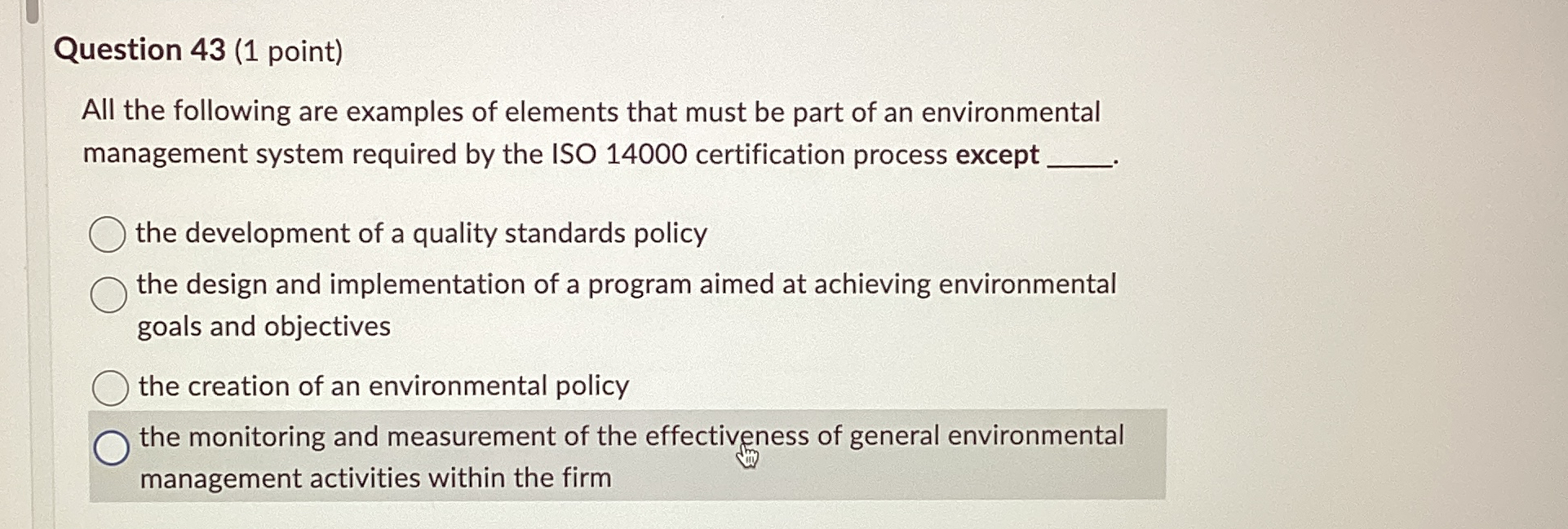  Question 43(1 point) All the following are examples of elements that
