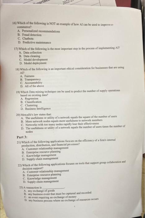 web portals 2) Which of the following is the most important factor