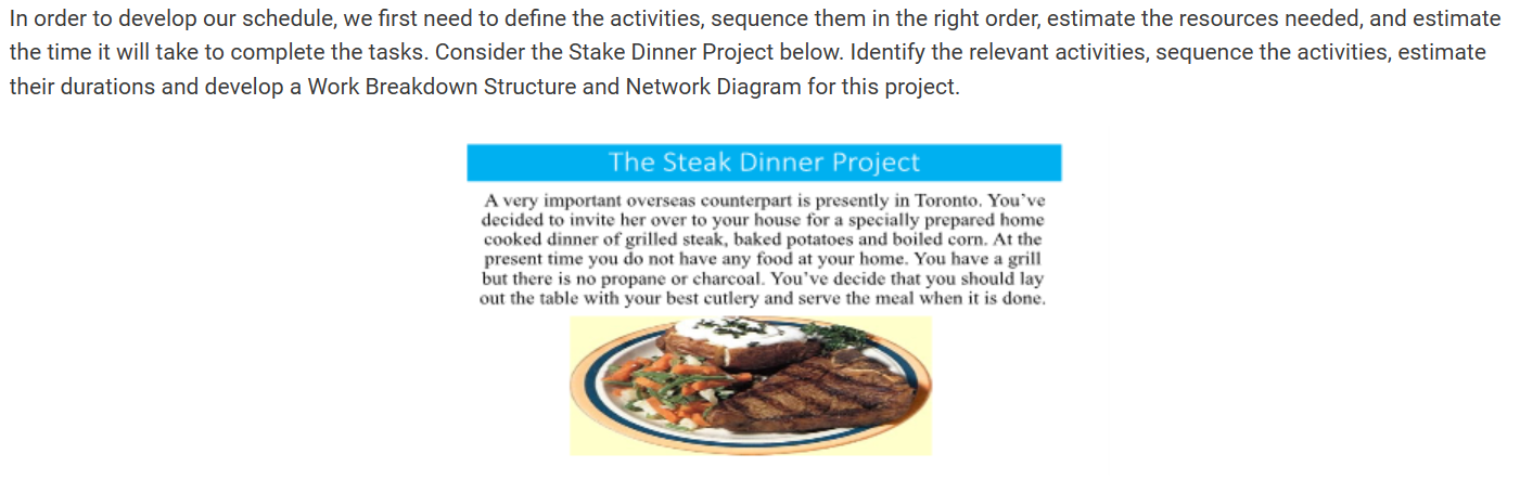 In order to develop our schedule, we first need to define