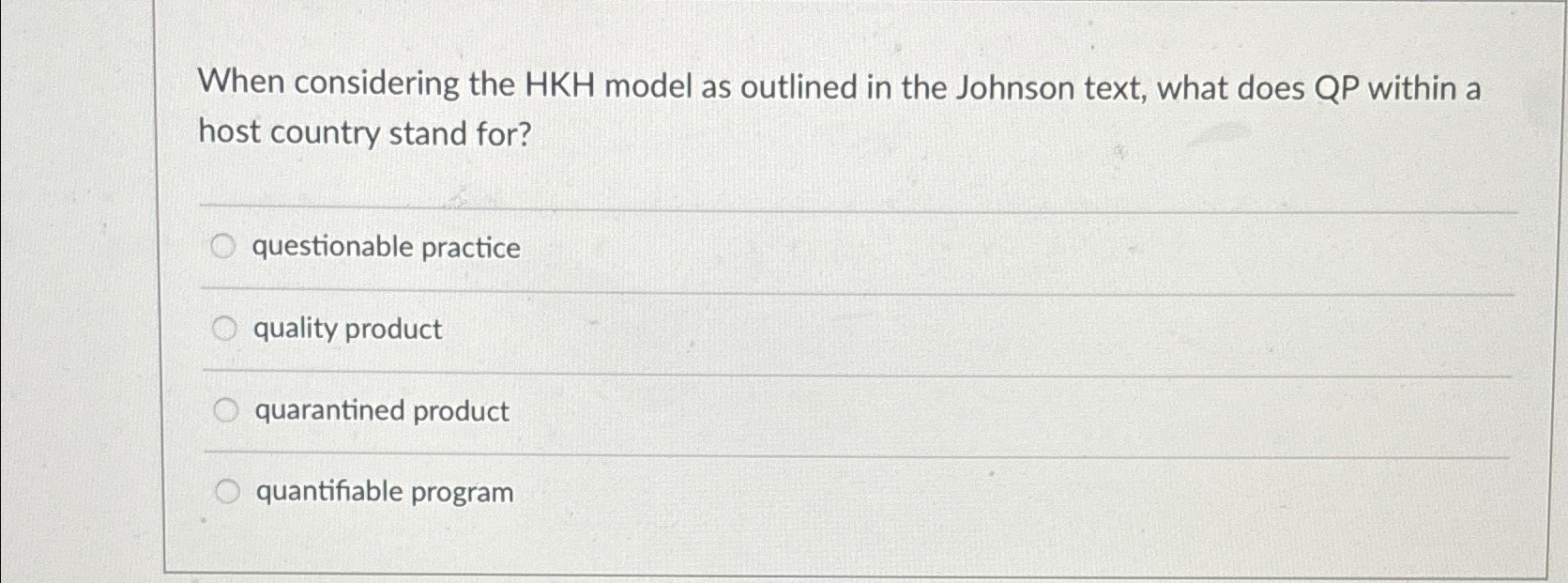  When considering the HKH model as outlined in the Johnson text,