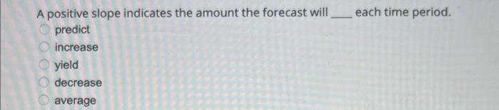  A positive slope indicates the amount the forecast will each time