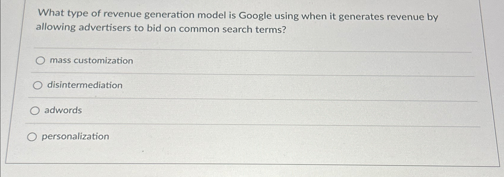  What type of revenue generation model is Google using when it