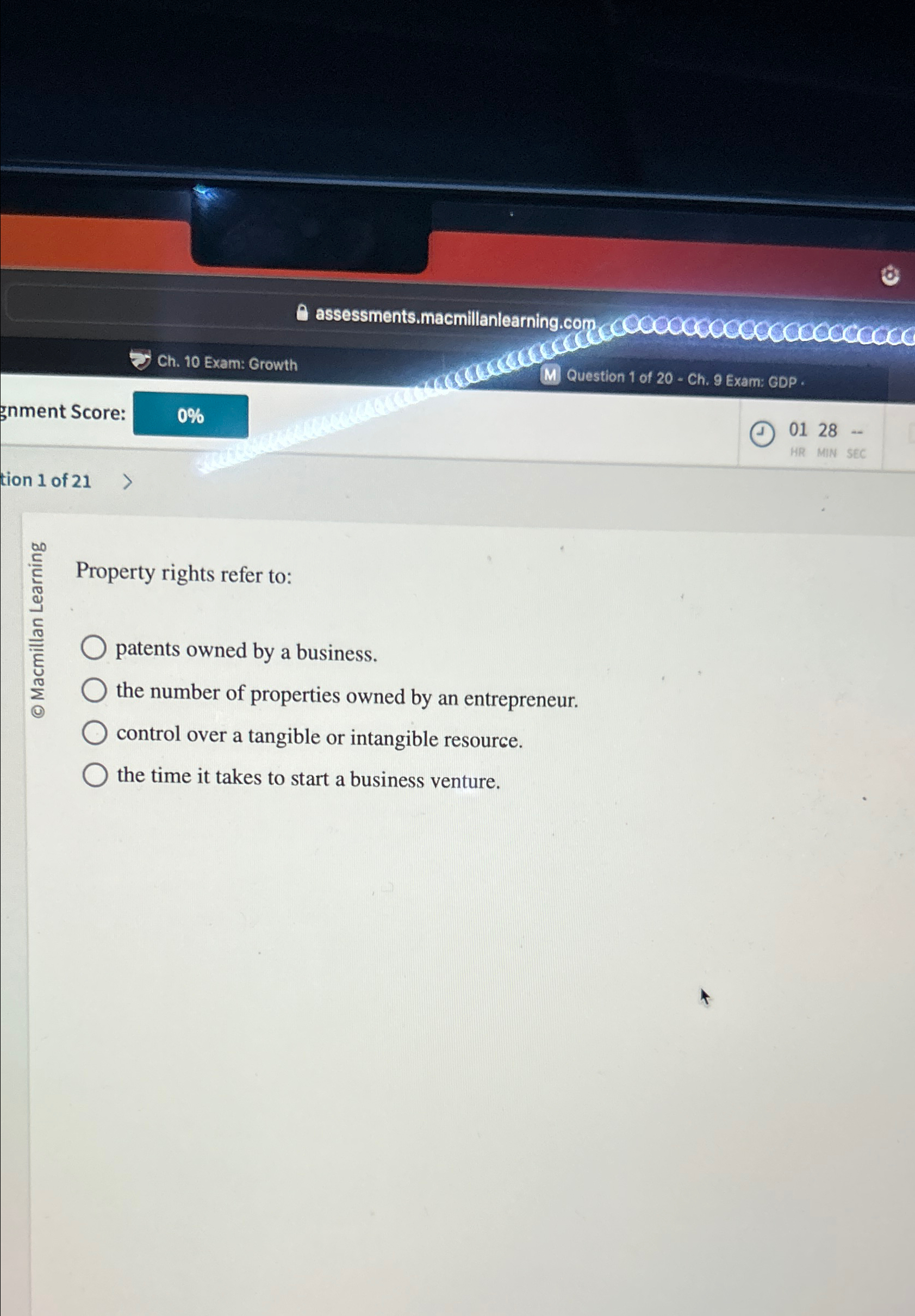  assessments.macmillanlearning.com Ch.10 Exam: Growth (M) Question 1 of 20- Ch.9 Exam: