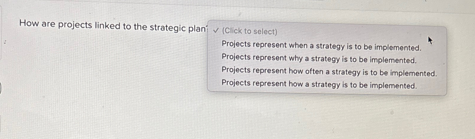 How are projects linked to the strategic plan? (Click to select)