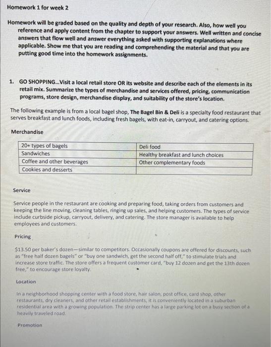 question 2 Homework will be graded based on the quality and depth