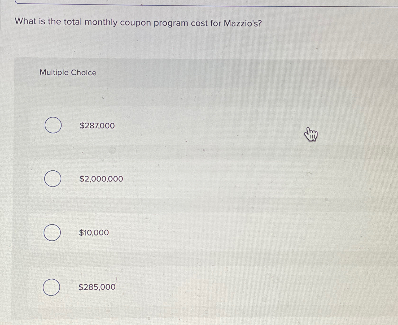  What is the total monthly coupon program cost for Mazzio's? Multiple