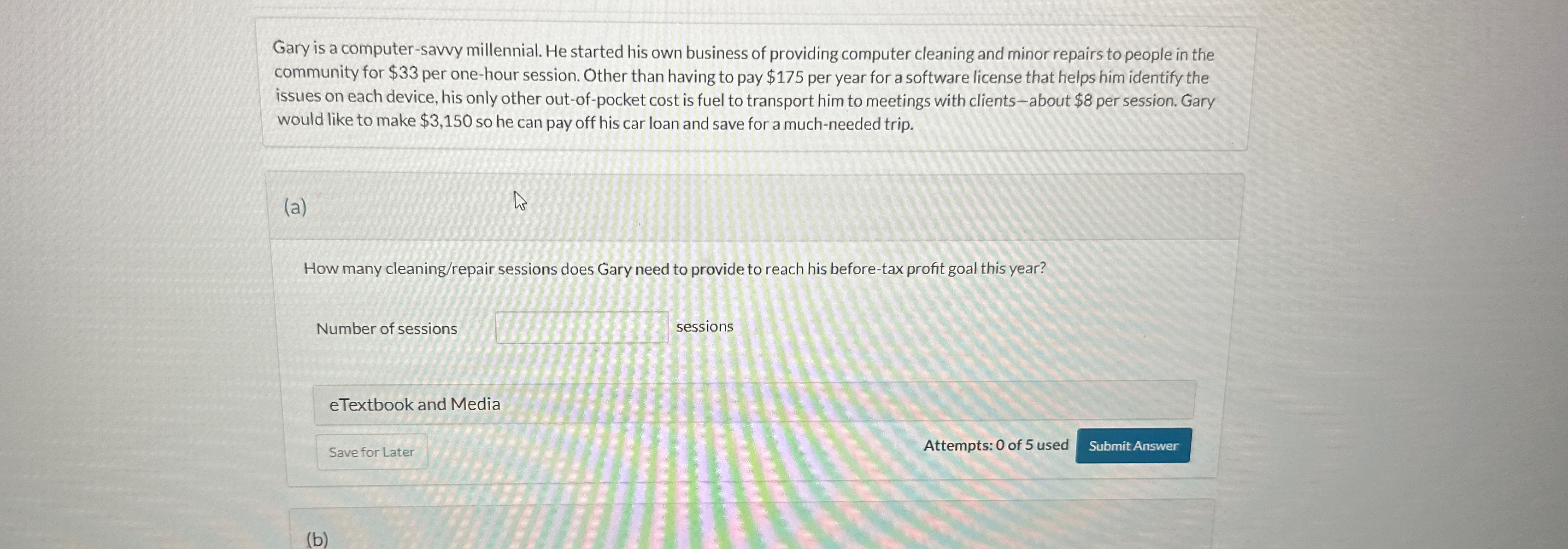  Gary is a computer-savvy millennial. He started his own business of