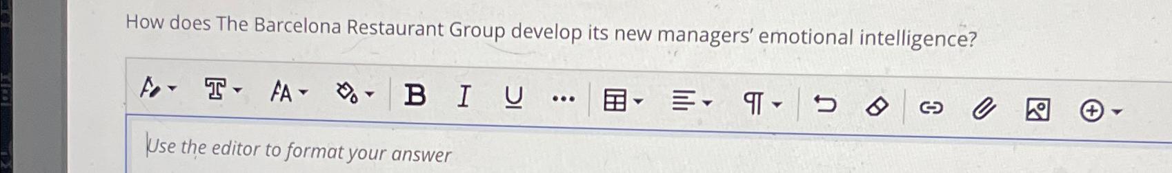  How does The Barcelona Restaurant Group develop its new managers' emotional