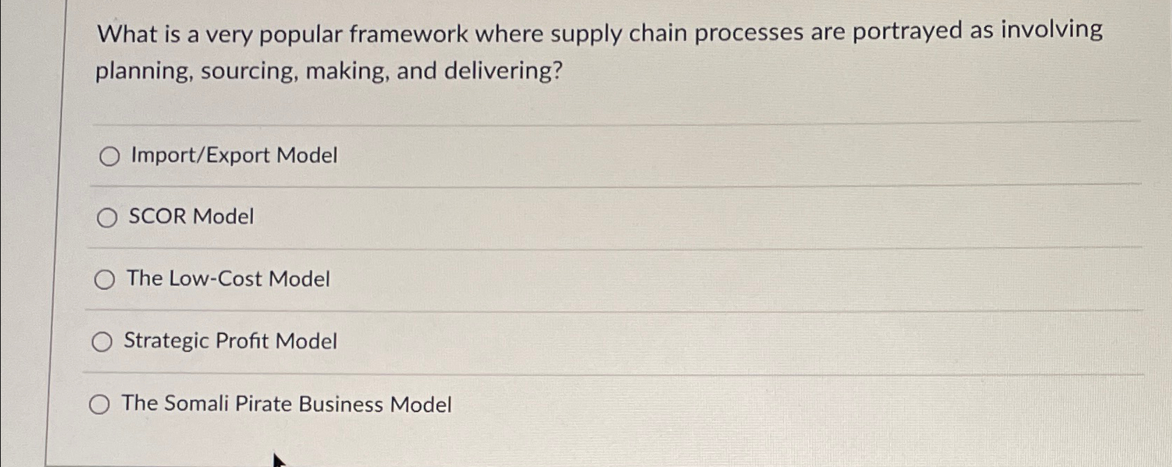  What is a very popular framework where supply chain processes are