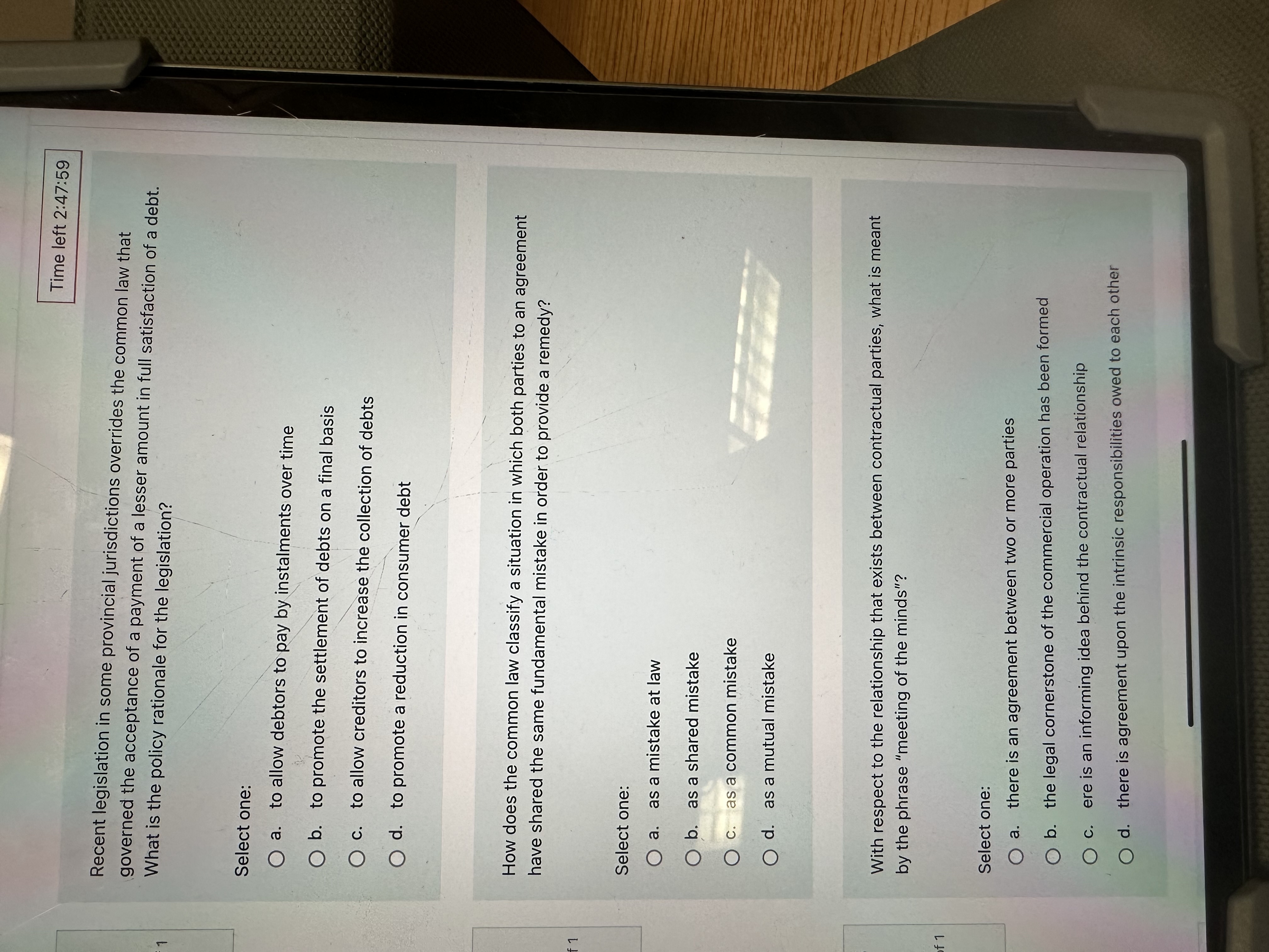  Time left 2:47:59 Recent legislation in some provincial jurisdictions overrides the
