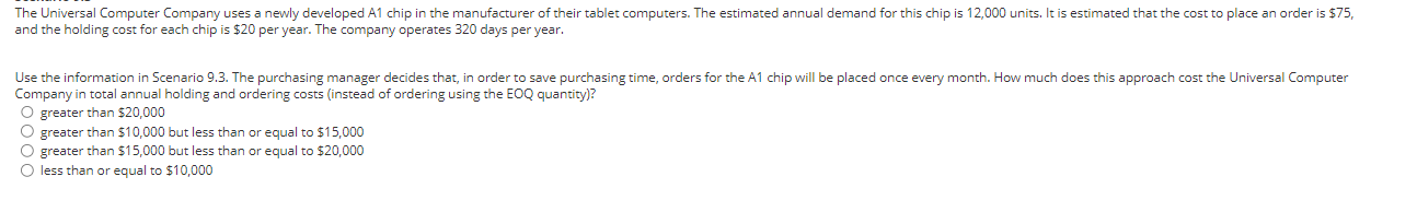  and the holding cost for each chip is $20 per year.