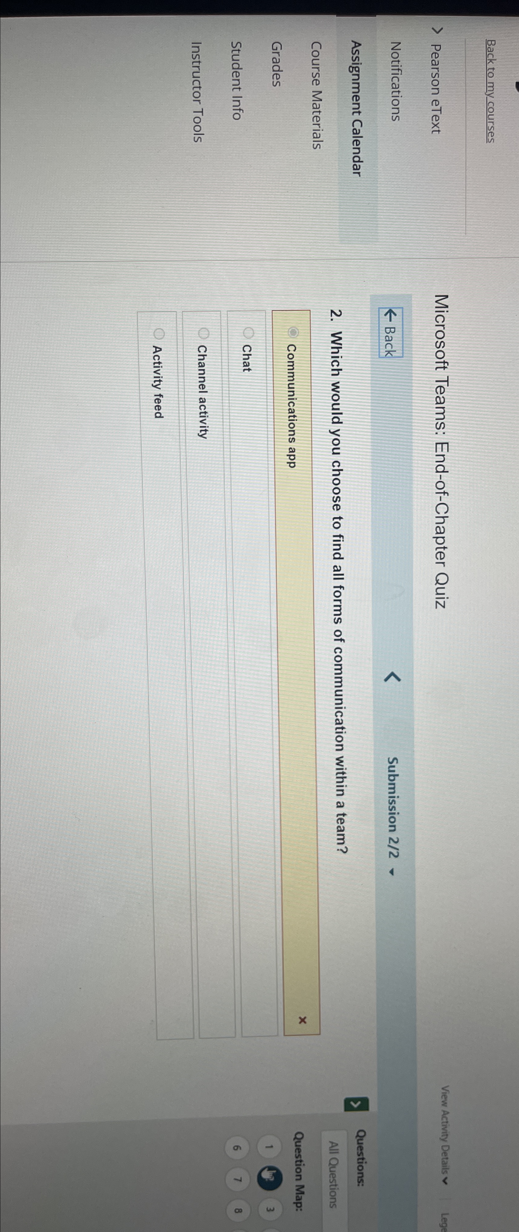  Back to my courses Pearson eText Notifications Assignment Calendar Course Materials