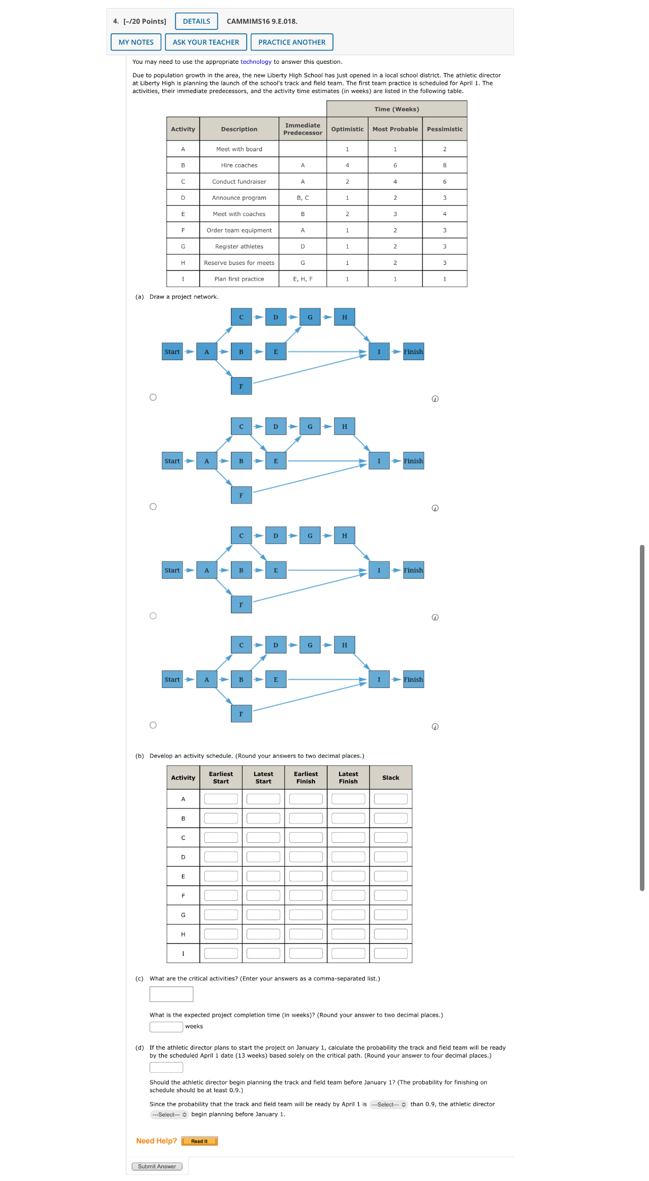  CAMMIMS169.E.018. ASK YOUR TEACHER You may need to use the appropriate