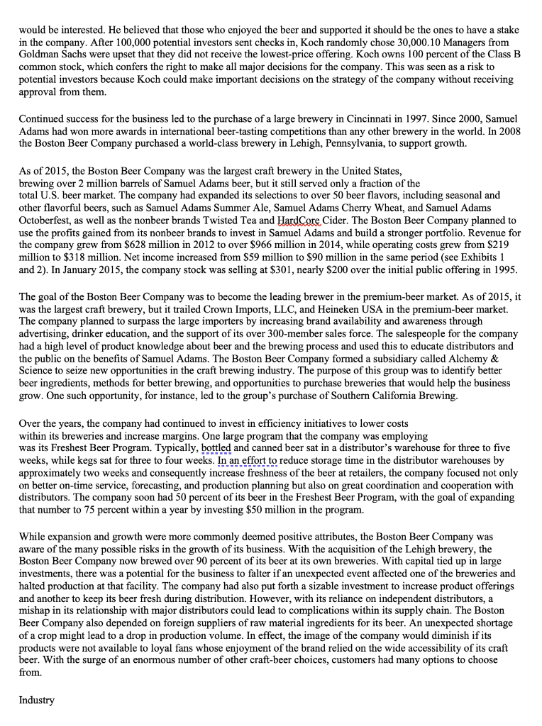 resource management: General administration: CASE 14 THE BOSTON BEER COMPANY: POISED FOR