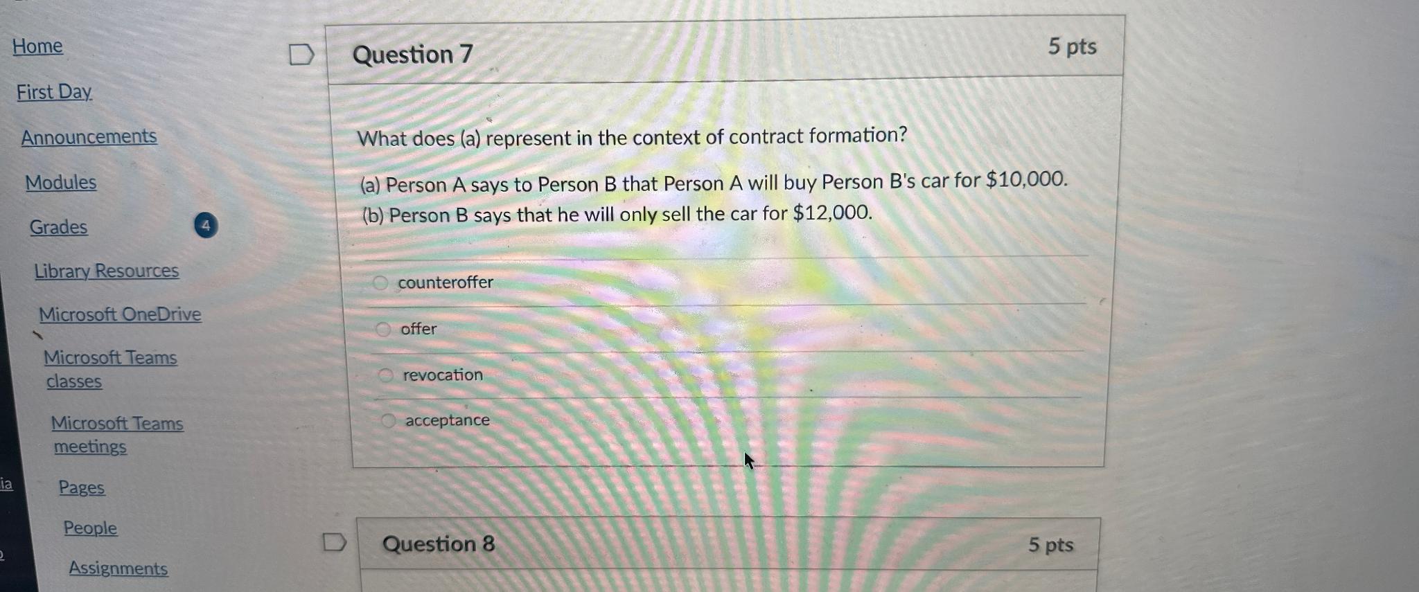  Home First Day Announcements Modules Grades Library Resources Microsoft OneDrive Microsoft