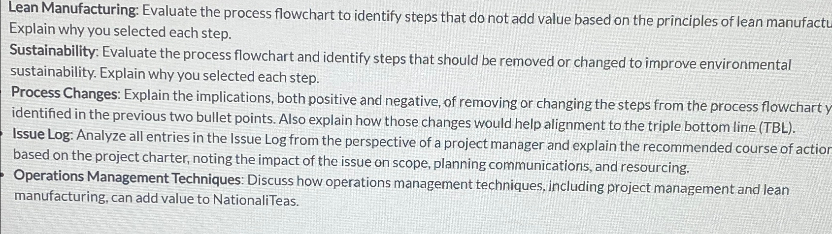  Lean Manufacturing: Evaluate the process flowchart to identify steps that do