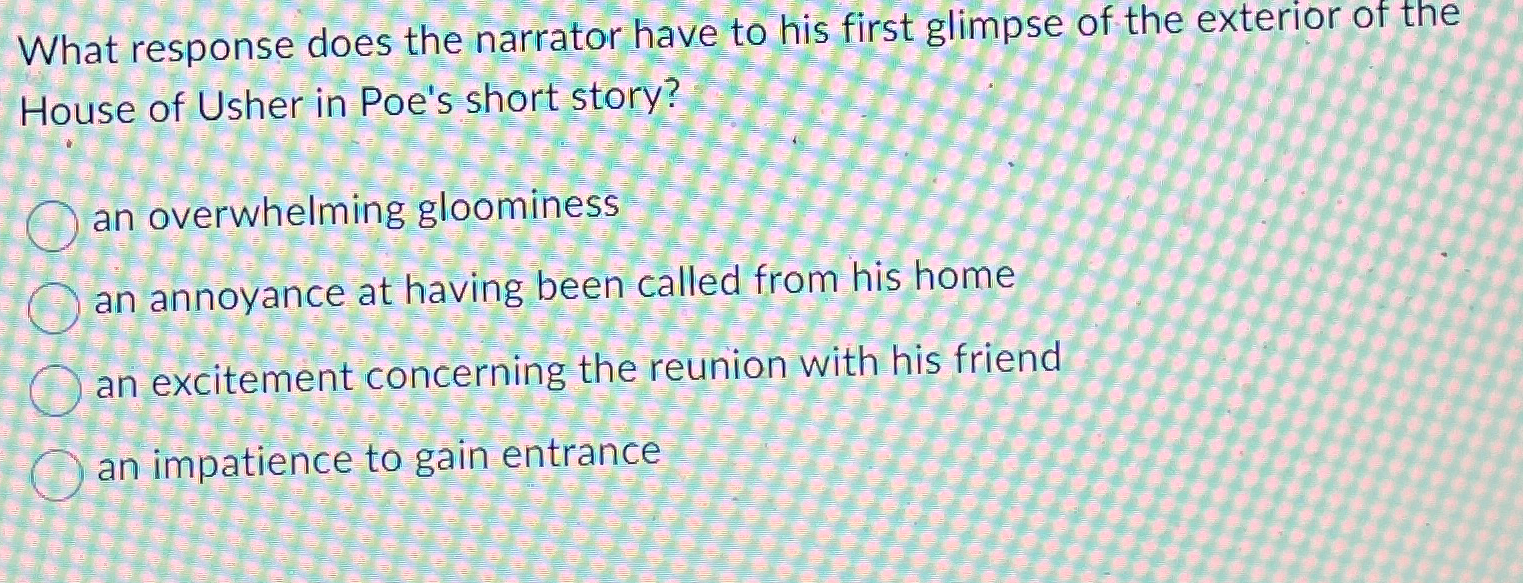  What response does the narrator have to his first glimpse of