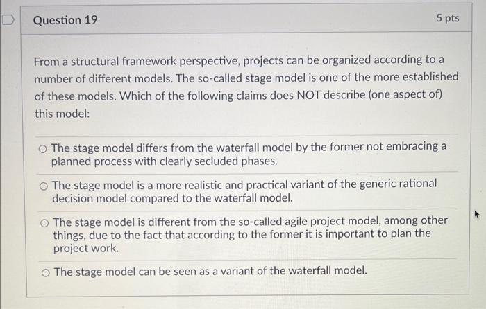  From a structural framework perspective, projects can be organized according to