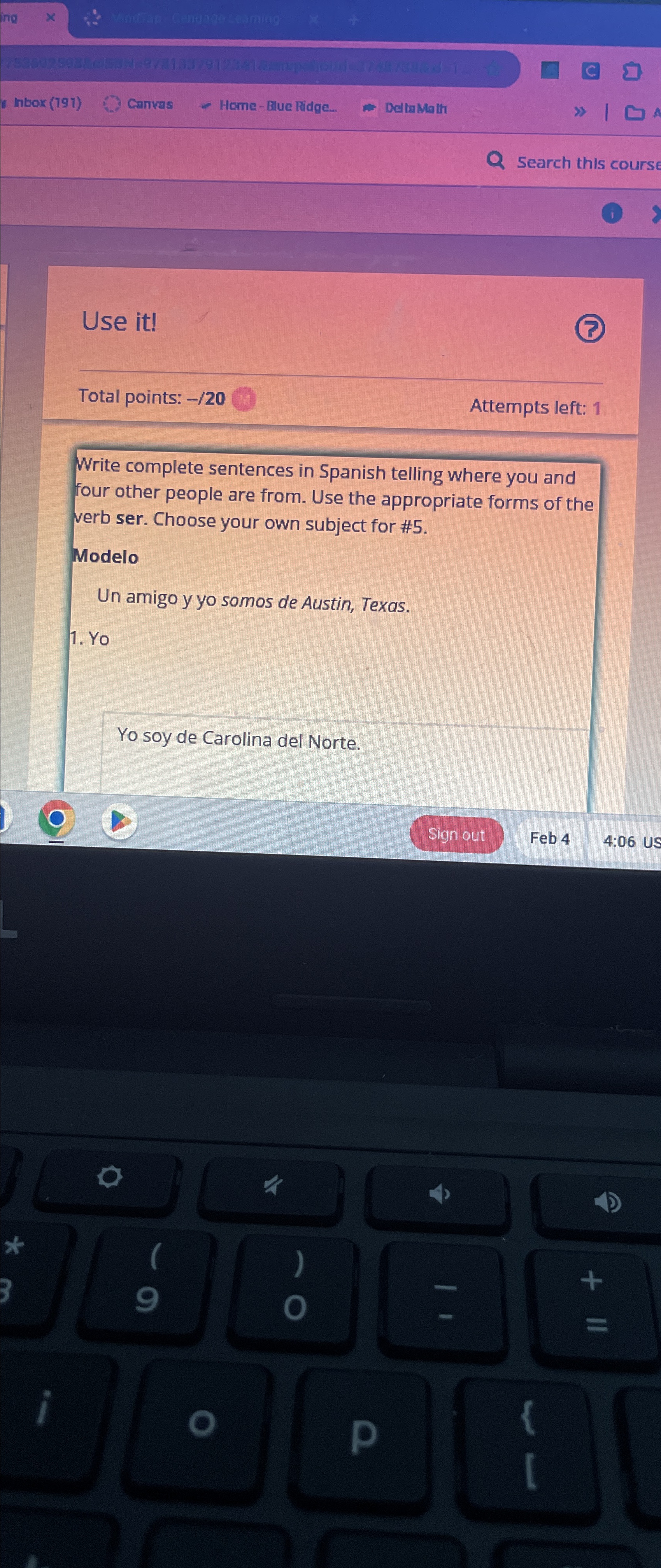  Search this cours Use it! Total points: -20 Attempts left: 1