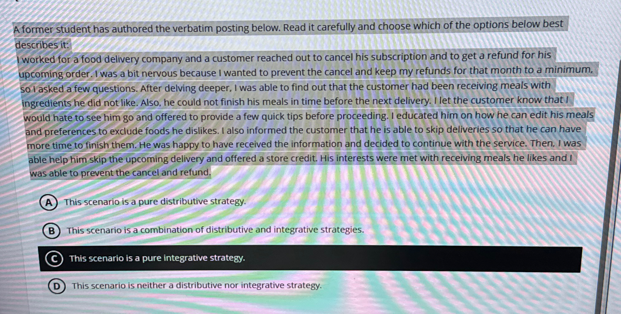  A former student has authored the verbatim posting below. Read it