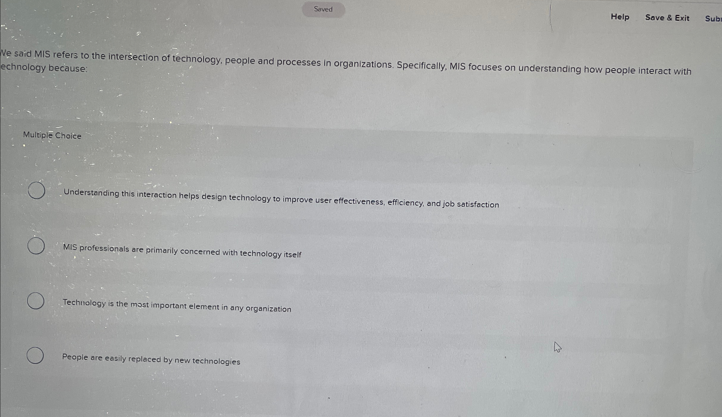  Help Save & Exit Sub Ne said MIS refers to the