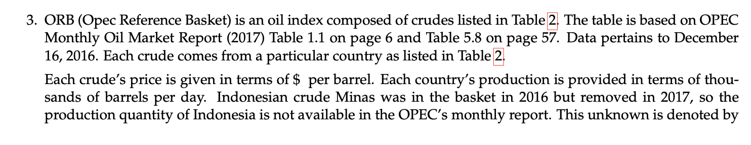  3. ORB (Opec Reference Basket) is an oil index composed of