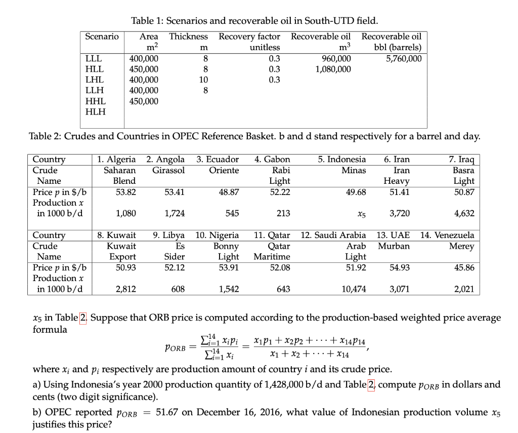 crudes listed in Table 2. The table is based on OPEC Monthly