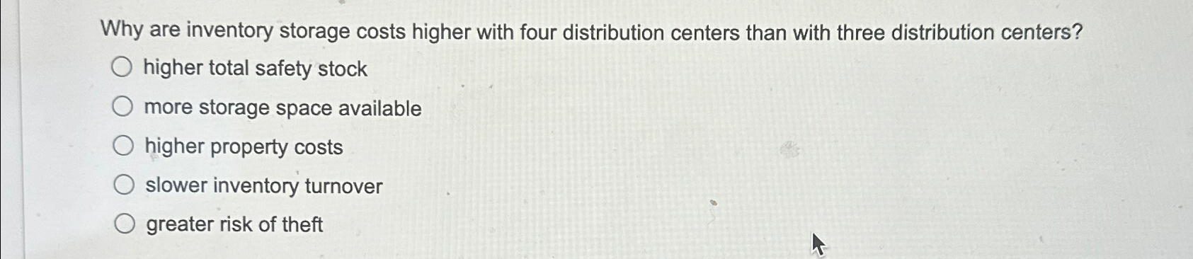  Why are inventory storage costs higher with four distribution centers than