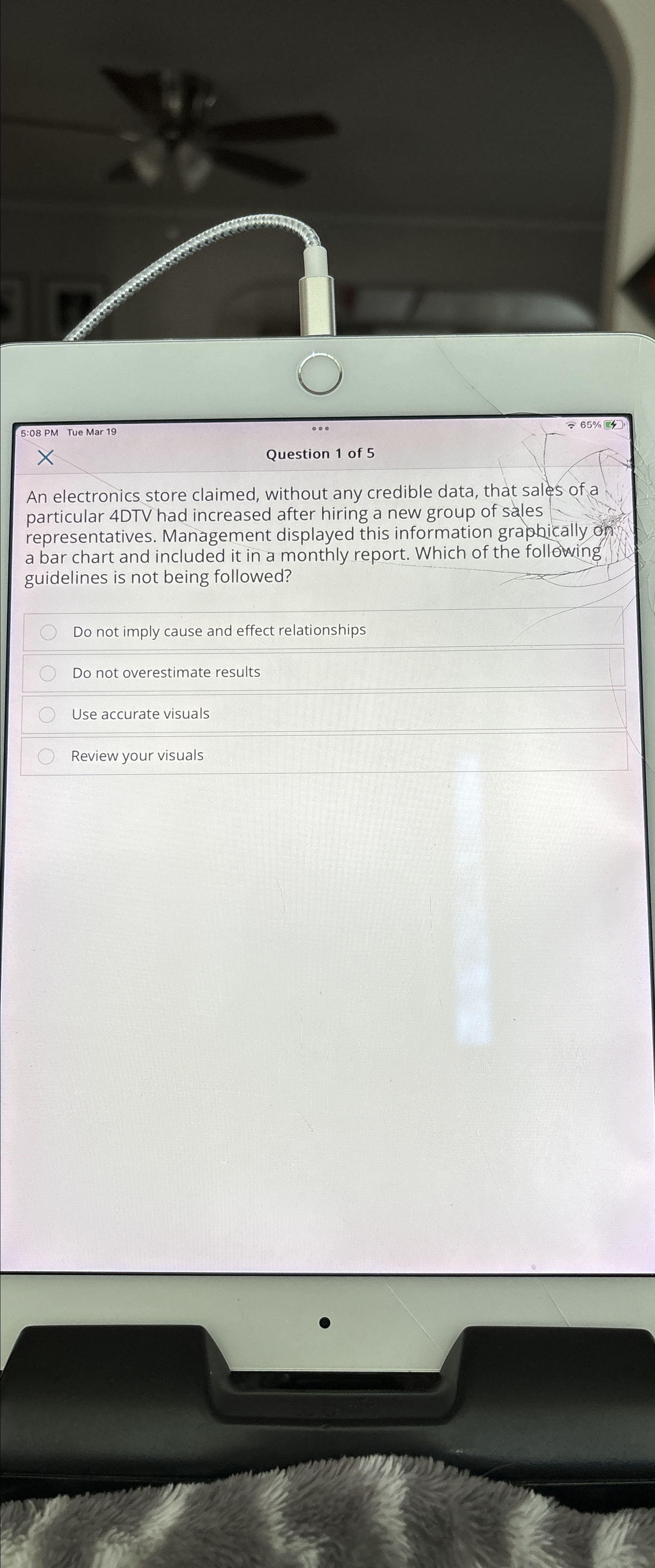  5:08 PM Tue Mar 19 *00 665%42 Question 1 of 5