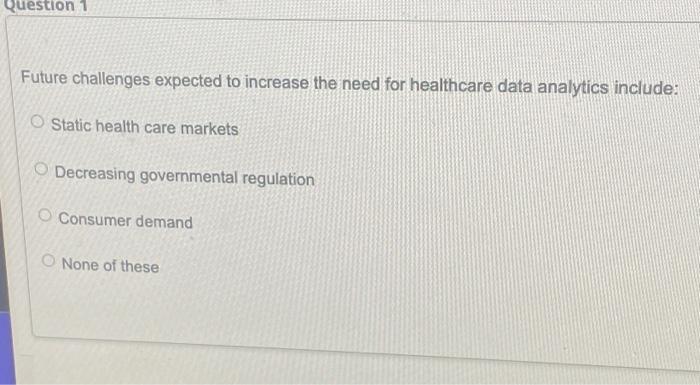  Future challenges expected to increase the need for healthcare data analytics