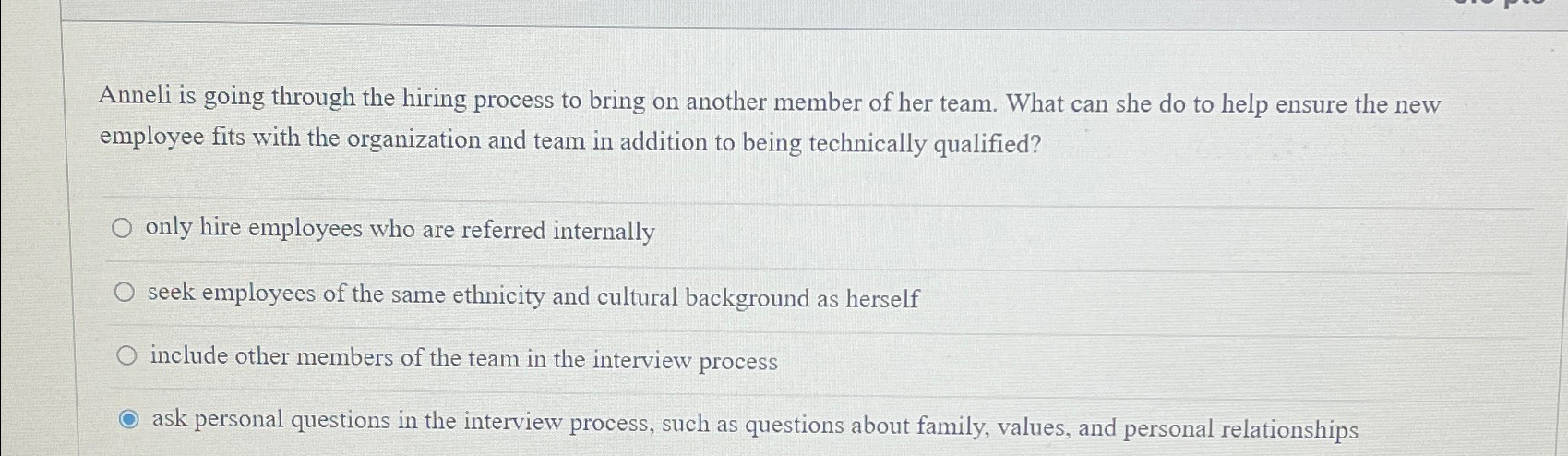  Anneli is going through the hiring process to bring on another