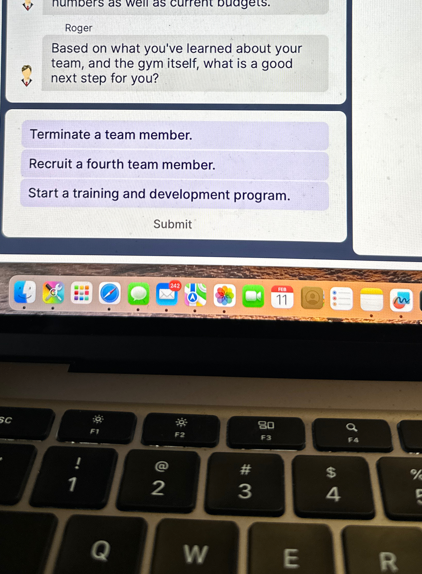  Roger Based on what you've learned about your team, and the