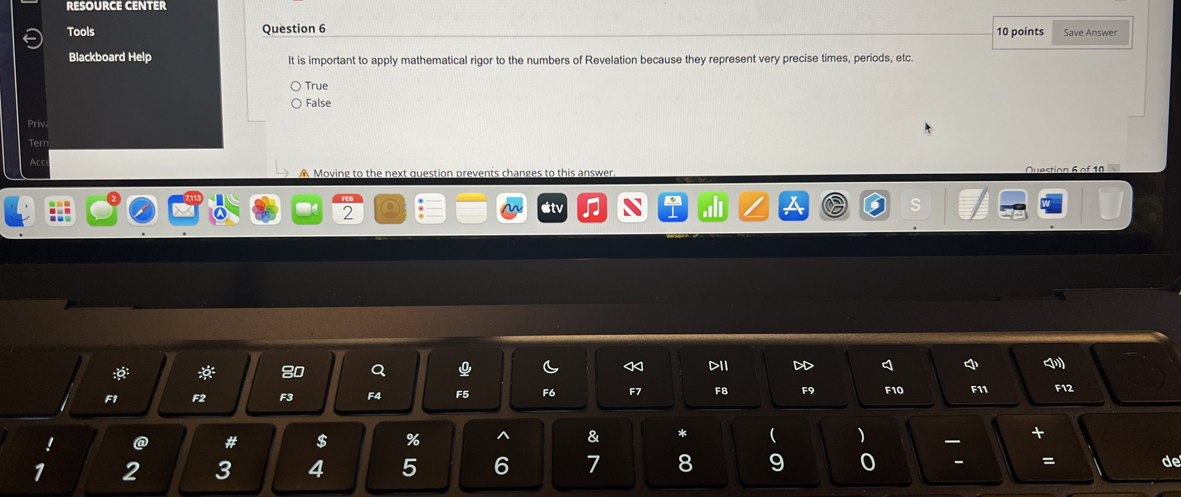  RESOURCE CENTER Tools Question 6 10 points Blackboard Help It is