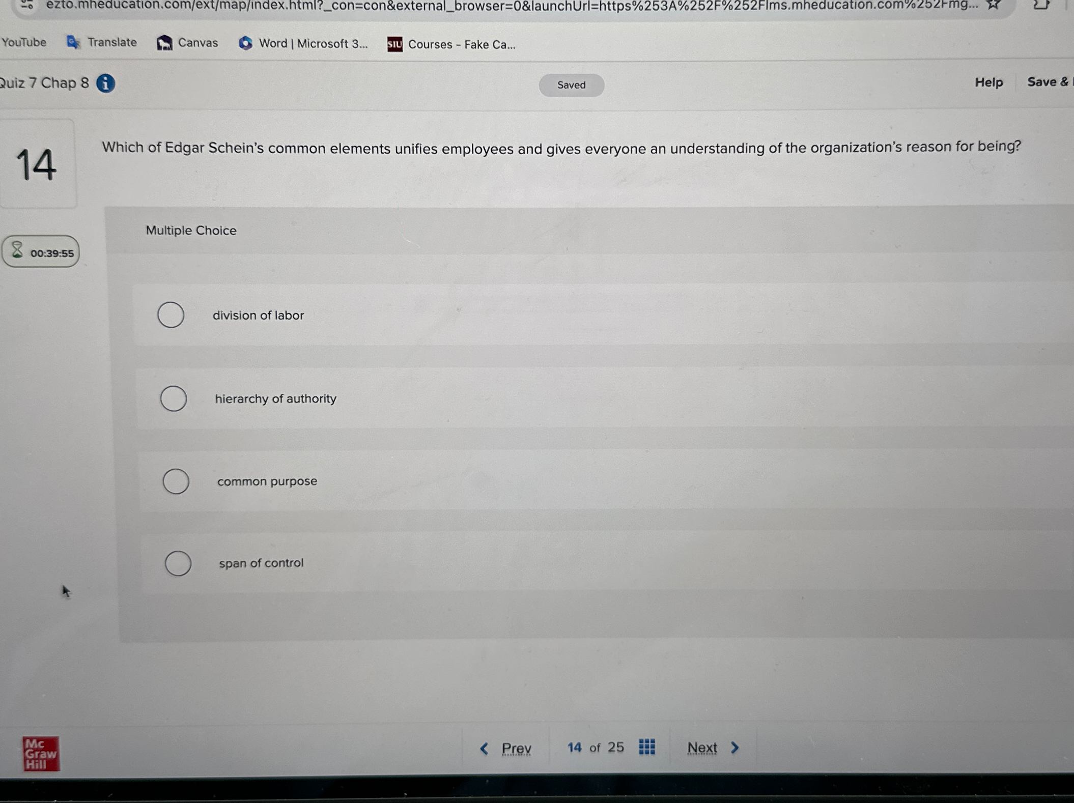  ezto.mneducation.com/ext/map/index.html?_con=con&external_browser=0&launchUrl=https%3A%2F%2Flms.mheducation.com%2Fmg... YouTube Translate Canvas Word | Microsoft 3.. Courses - Fake