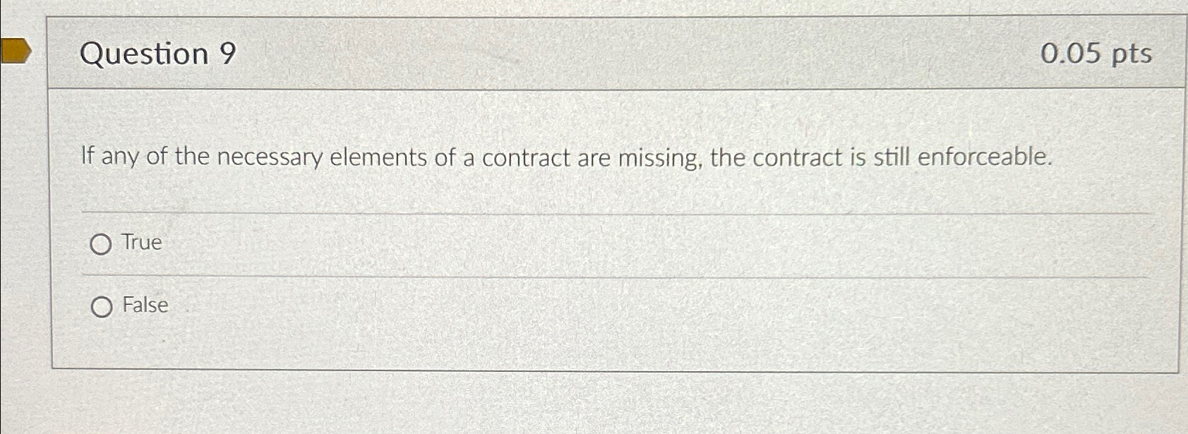  Question 9 0.05pts If any of the necessary elements of a