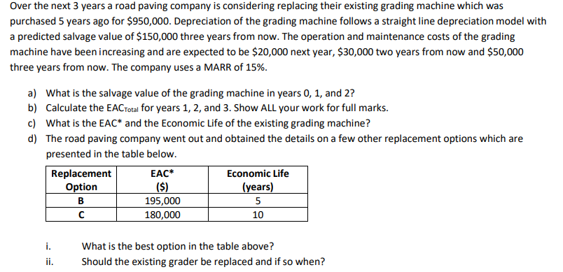 Please answer question d) only and provide a detailed explanation, please and